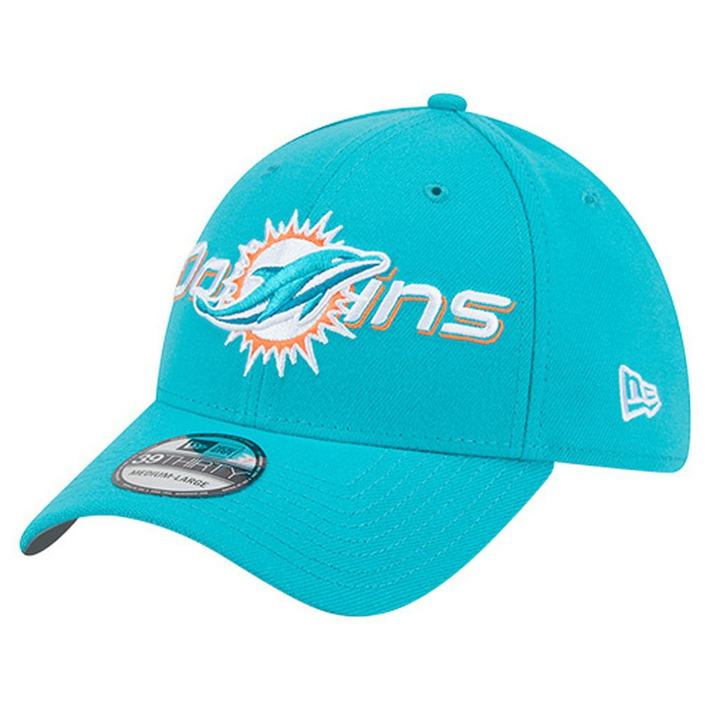 Miami Dolphins New Era Overlap Logo 39THIRTY Stretch Fit Hat Aqua