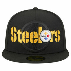 Pittsburgh Steelers New Era Overlap Wordmark 59FIFTY Fitted Hat Black