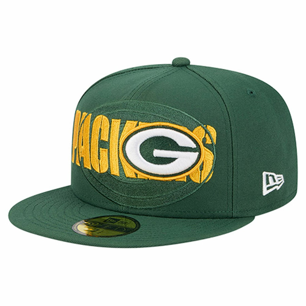 Green Bay Packers New Era Overlap Wordmark 59FIFTY Fitted Hat Green