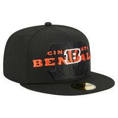 Cincinnati Bengals New Era Overlap Wordmark 59FIFTY Fitted Hat Black