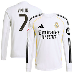 Vini Jr. Real Madrid 2025/26 Home Long Sleeve Jersey White - Adidas sale