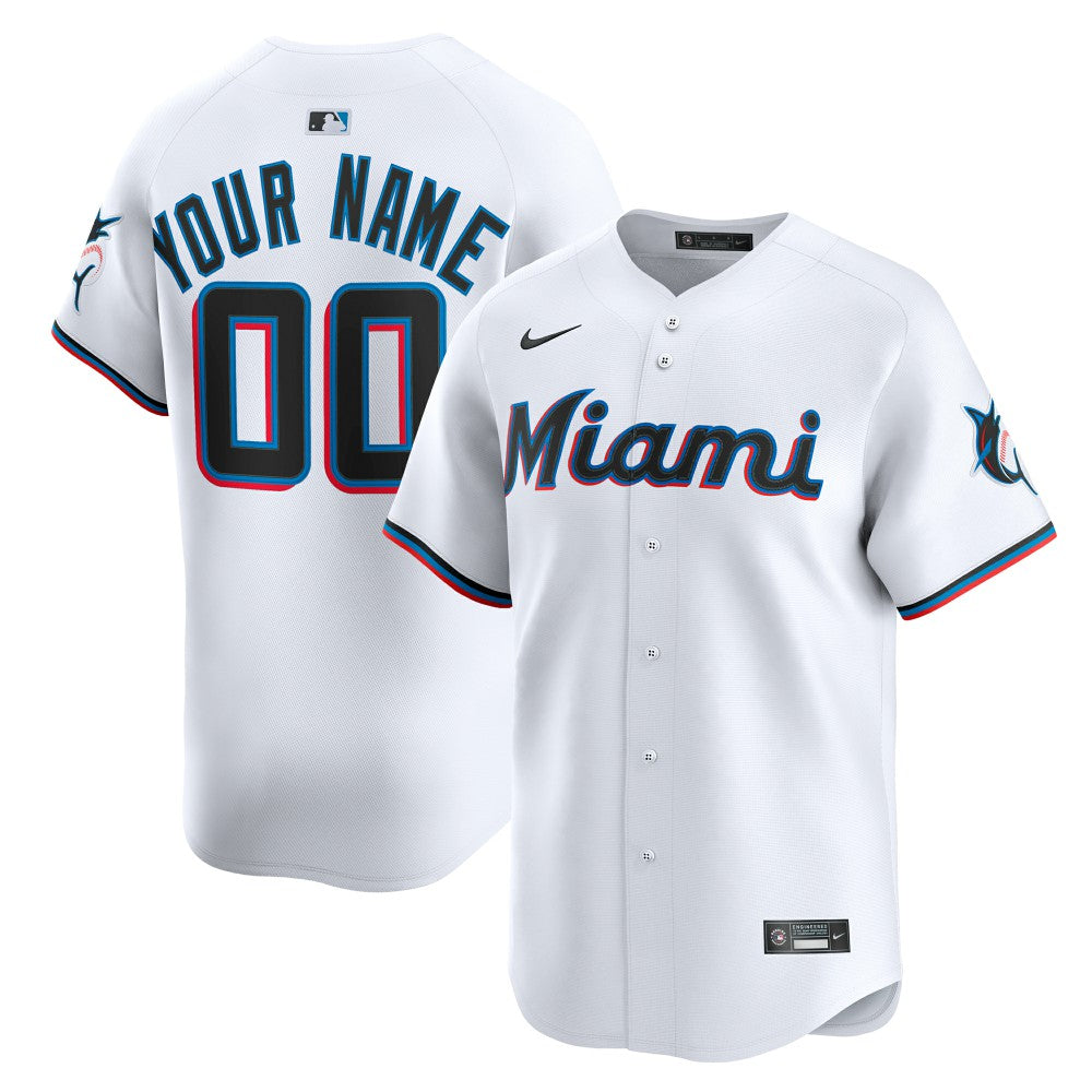 Miami Marlins Nike Youth Home Custom Limited Jersey - White - Nike Sale