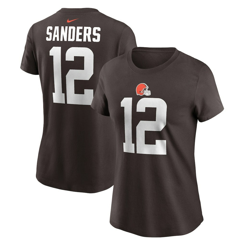Nike Shedeur Sanders Cleveland Browns Women's 2025 NFL Draft Name & Number T-Shirt Brown