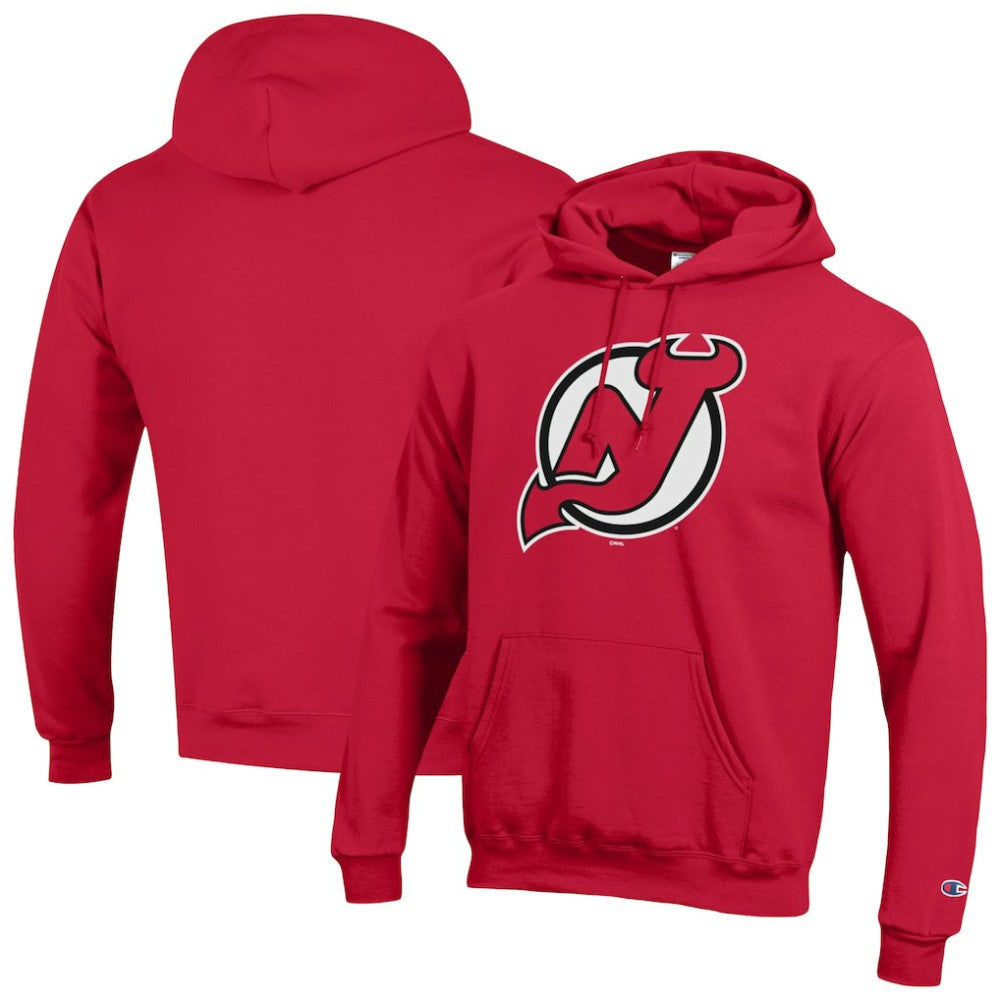 New Jersey Devils Champion Primary Logo 1-Hit Pullover Hoodie - Red - NHL 203133737