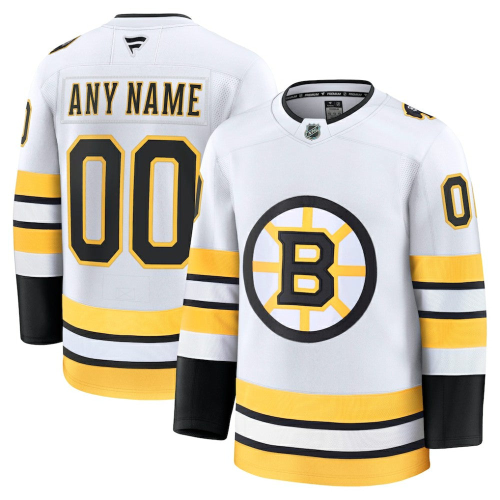 Boston Bruins Fanatics Away Premium Custom Jersey - White - NHL 203133904