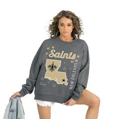 New Orleans Saints Gameday Couture Women's Ready to Rumble Premium Fleece Pullover Sweatshirt Gray