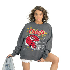 Kansas City Chiefs Gameday Couture Women's Ready to Rumble Premium Fleece Pullover Sweatshirt Gray