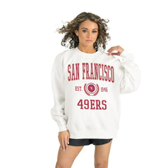 San Francisco 49ers Gameday Couture Women's Timeless Triumph Premium Fleece Pullover Sweatshirt White