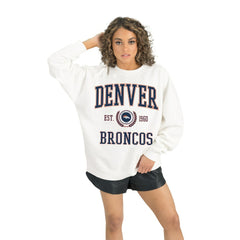 Denver Broncos Gameday Couture Women's Timeless Triumph Premium Fleece Pullover Sweatshirt White