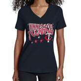 Minnesota Twins Starter Women's Fireworks V-Neck T-Shirt - Navy - MLB on Sale