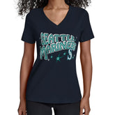 Seattle Mariners Starter Women's Fireworks V-Neck T-Shirt - Navy - MLB on Sale