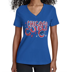 Chicago Cubs Starter Women's Fireworks Team Name V-Neck T-Shirt - Royal - MLB Online