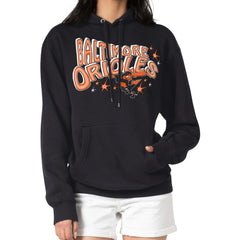 Baltimore Orioles Starter Women's Fireworks Fleece Tri-Blend Pullover Hoodie - Black - MLB Lifestyle