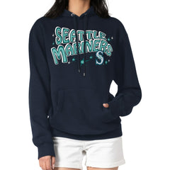 Seattle Mariners Starter Women's Fireworks Fleece Tri-Blend Pullover Hoodie - Navy - MLB on Sale
