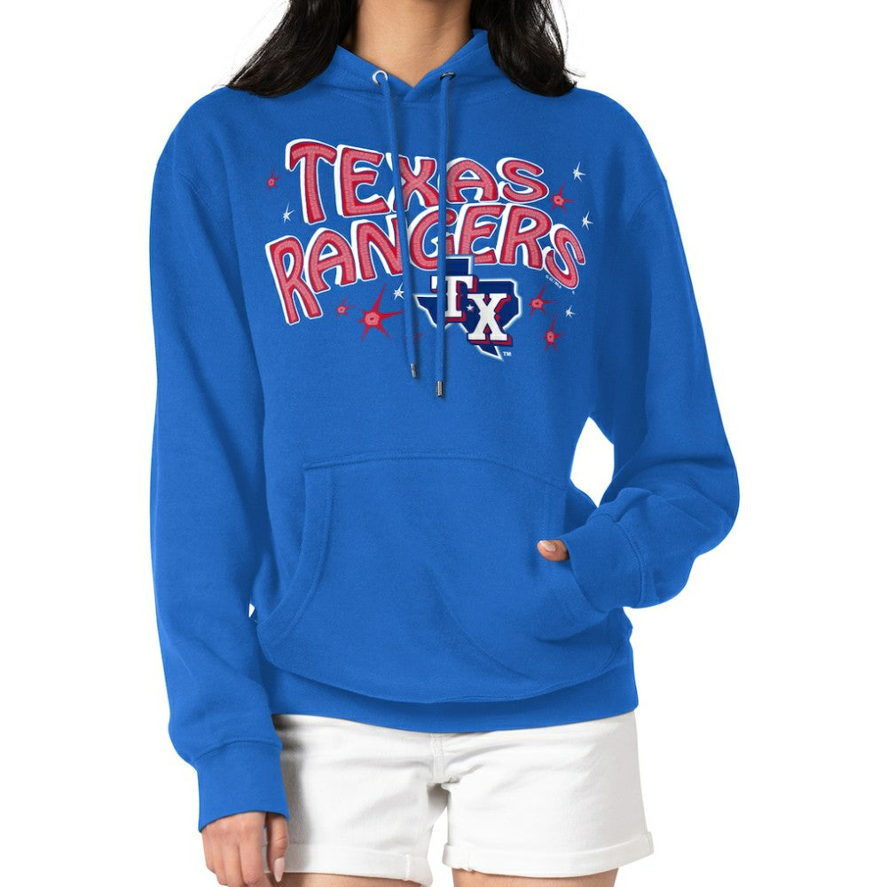 Texas Rangers Starter Women's Fireworks Fleece Tri-Blend Pullover Hoodie - Royal - MLB Discount