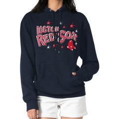 Boston Red Sox Starter Women's Fireworks Fleece Tri-Blend Pullover Hoodie - Navy - MLB Online