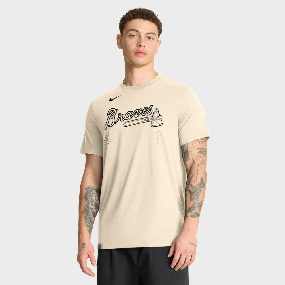 Atlanta Braves Nike Wordmark Tri-Blend T-Shirt - Natural - Nike Sale