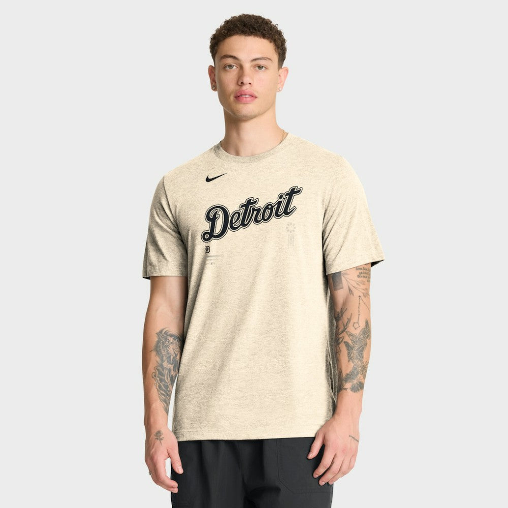 Detroit Tigers Nike Wordmark Tri-Blend T-Shirt - Natural - Nike Online