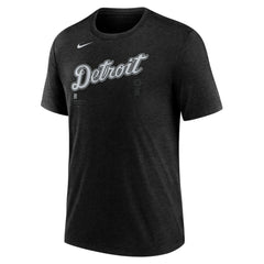Detroit Tigers Nike Wordmark Tri-Blend T-Shirt - Heather Black - Nike Online