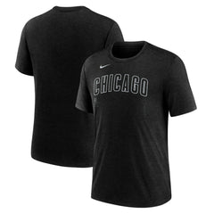 Chicago Cubs Nike Wordmark Tri-Blend T-Shirt - Heather Black - Nike Sale