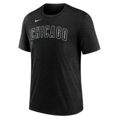 Chicago Cubs Nike Wordmark Tri-Blend T-Shirt - Heather Black - Nike Sale