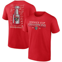 Florida Panthers Fanatics 2025 Stanley Cup Champions Signature Roster T-Shirt - Red - NHL 203140000