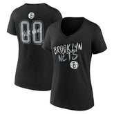 Brooklyn Nets Women's Hustle Custom V-Neck T-Shirt Black