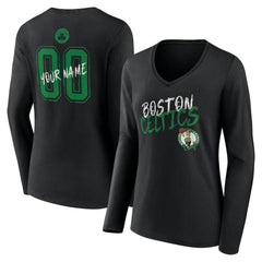 Boston Celtics Women's Hustle Custom Long Sleeve V-Neck T-Shirt Black