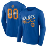 New York Knicks Hustle Custom Long Sleeve T-Shirt Blue