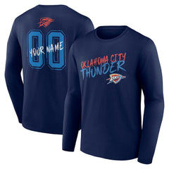 Oklahoma City Thunder Hustle Custom Long Sleeve T-Shirt Navy