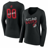 Portland Trail Blazers Women's Hustle Custom Long Sleeve V-Neck T-Shirt Black