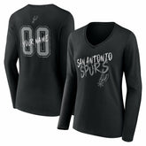 San Antonio Spurs Women's Hustle Custom Long Sleeve V-Neck T-Shirt Black