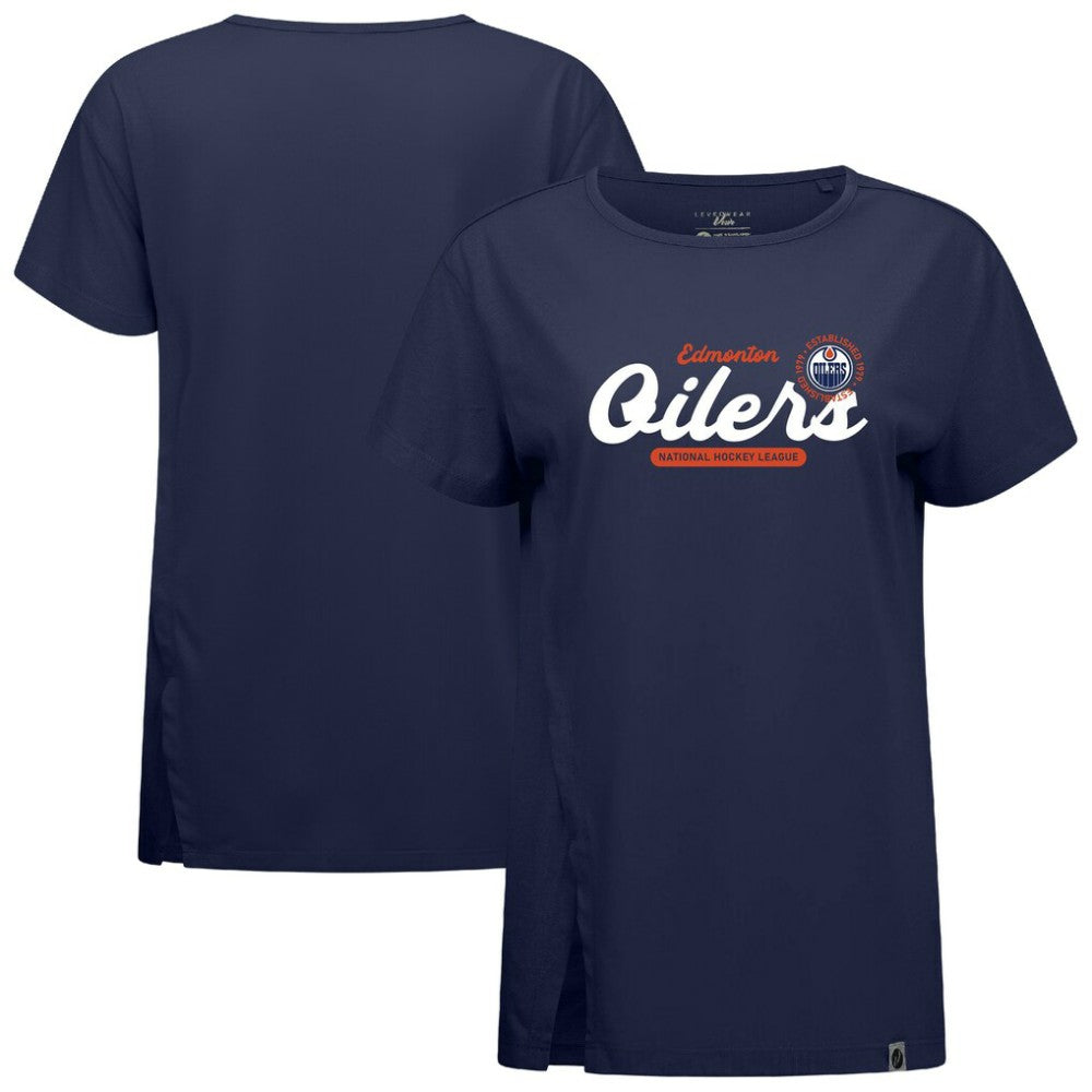 Edmonton Oilers Levelwear Women's Influx Monument T-Shirt - Navy - NHL 203145099