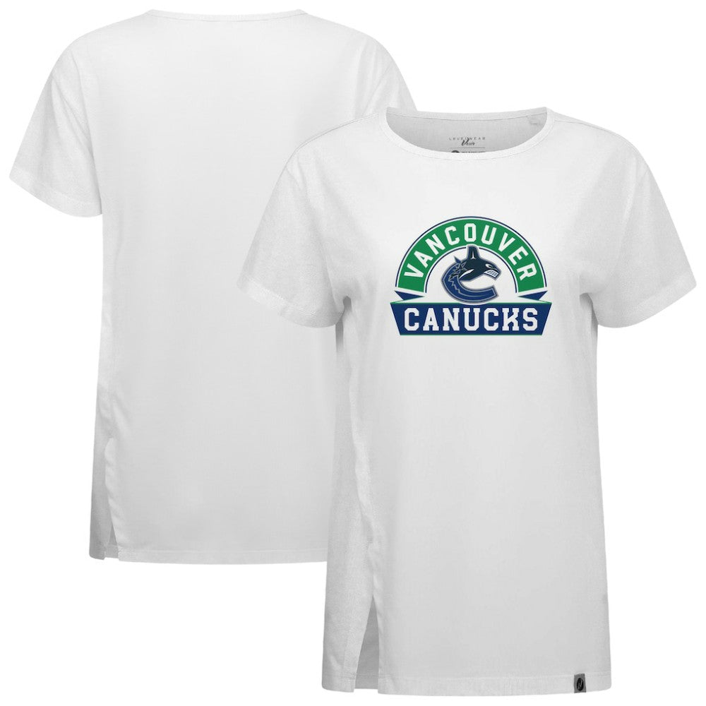 Vancouver Canucks Levelwear Women's Influx Banner Arch T-Shirt - White - NHL 203145196