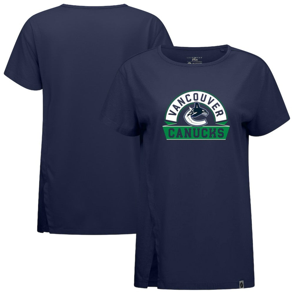 Vancouver Canucks Levelwear Women's Influx Banner Arch T-Shirt - Navy - NHL 203145220