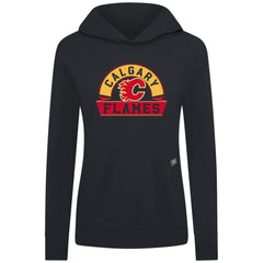 Calgary Flames Levelwear Women's Relay Banner Arch Pullover Hoodie - Black - NHL 203145263