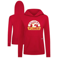 Calgary Flames Levelwear Women's Relay Banner Arch Pullover Hoodie - Red - NHL 203145269