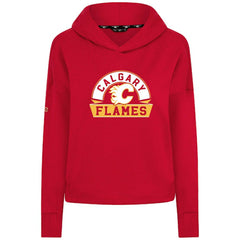 Calgary Flames Levelwear Women's Sweet Banner Arch Tri-Blend Cropped Pullover Hoodie - Red - NHL 203145702