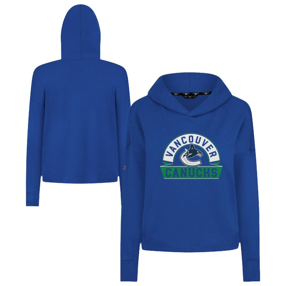 Vancouver Canucks Levelwear Women's Sweet Banner Arch Tri-Blend Cropped Pullover Hoodie - Royal - NHL 203145710