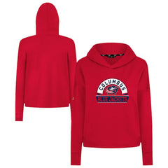 Columbus Blue Jackets Levelwear Women's Sweet Banner Arch Tri-Blend Cropped Pullover Hoodie - Red - NHL 203145713