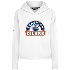 Edmonton Oilers Levelwear Women's Sweet Banner Arch Tri-Blend Cropped Pullover Hoodie - White - NHL 203145716