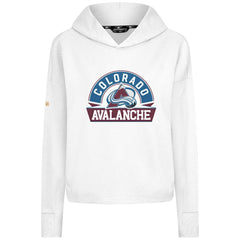 Colorado Avalanche Levelwear Women's Sweet Banner Arch Tri-Blend Cropped Pullover Hoodie - White - NHL 203145717