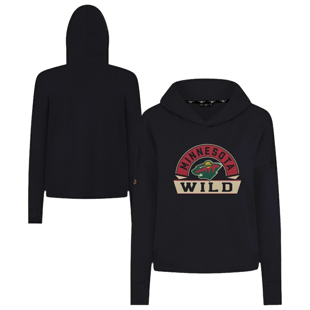 Minnesota Wild Levelwear Women's Sweet Banner Arch Tri-Blend Cropped Pullover Hoodie - Black - NHL 203145719