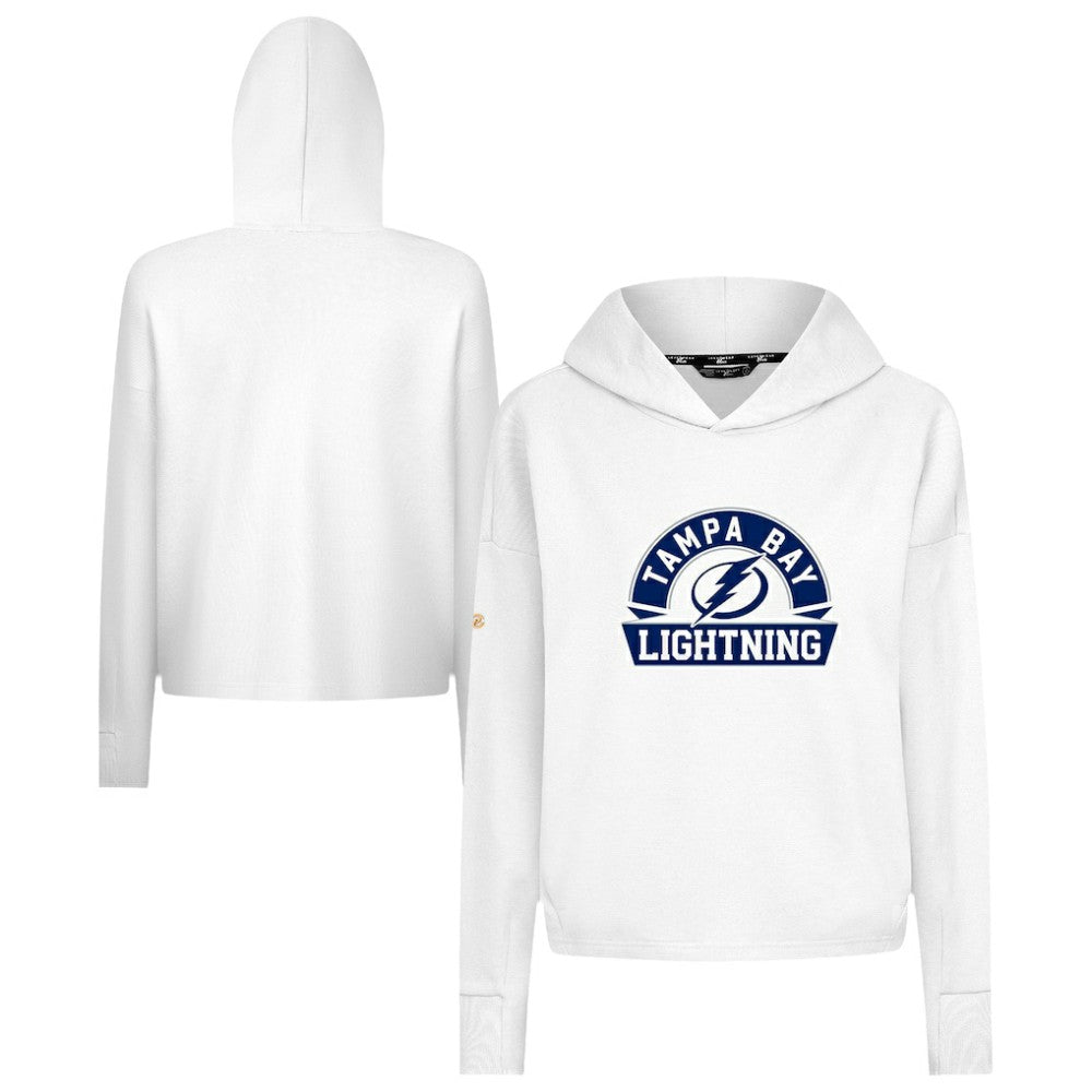Tampa Bay Lightning Levelwear Women's Sweet Banner Arch Tri-Blend Cropped Pullover Hoodie - White - NHL 203145731