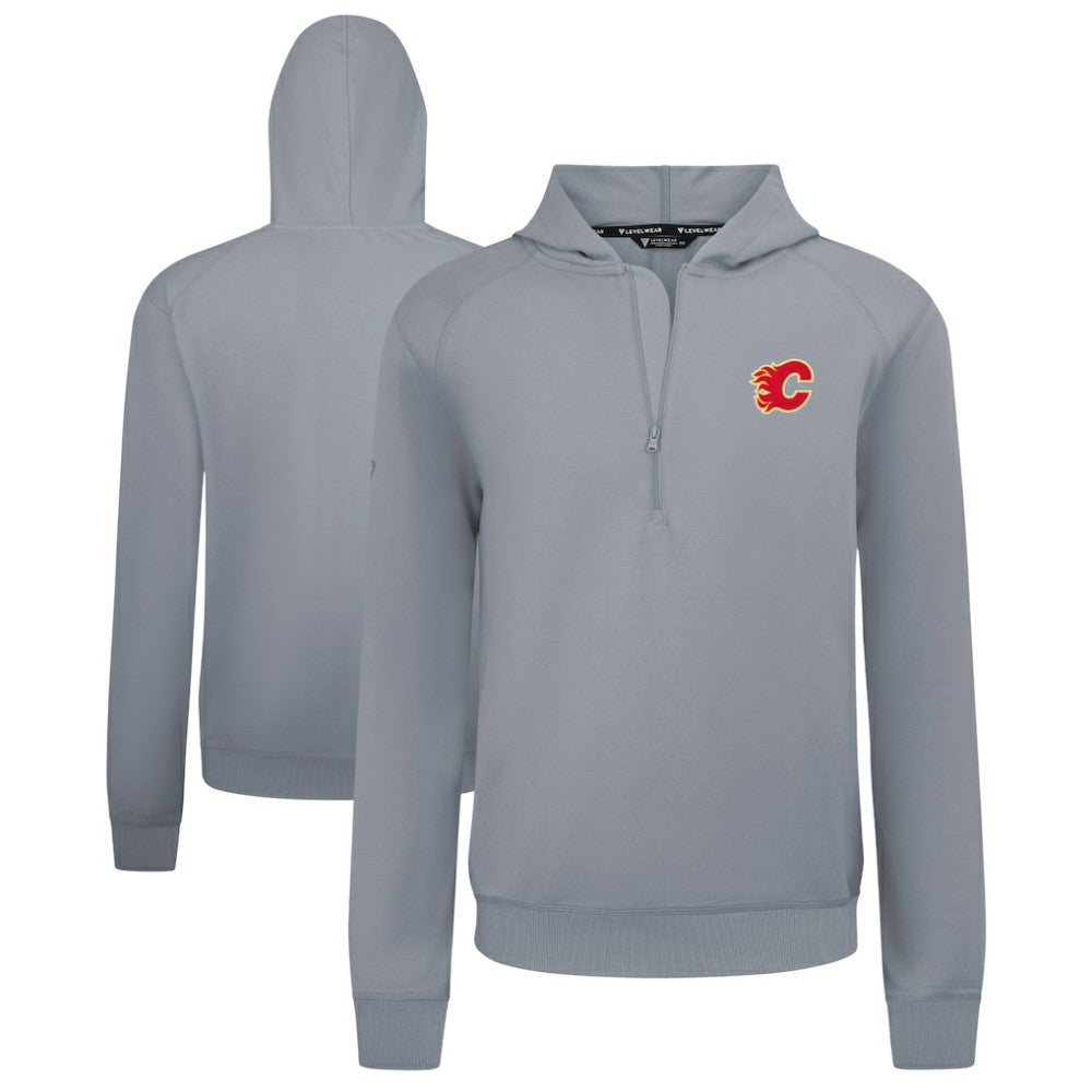 Calgary Flames Levelwear Technic Quarter-Zip Pullover Hoodie - Gray - NHL 203146021