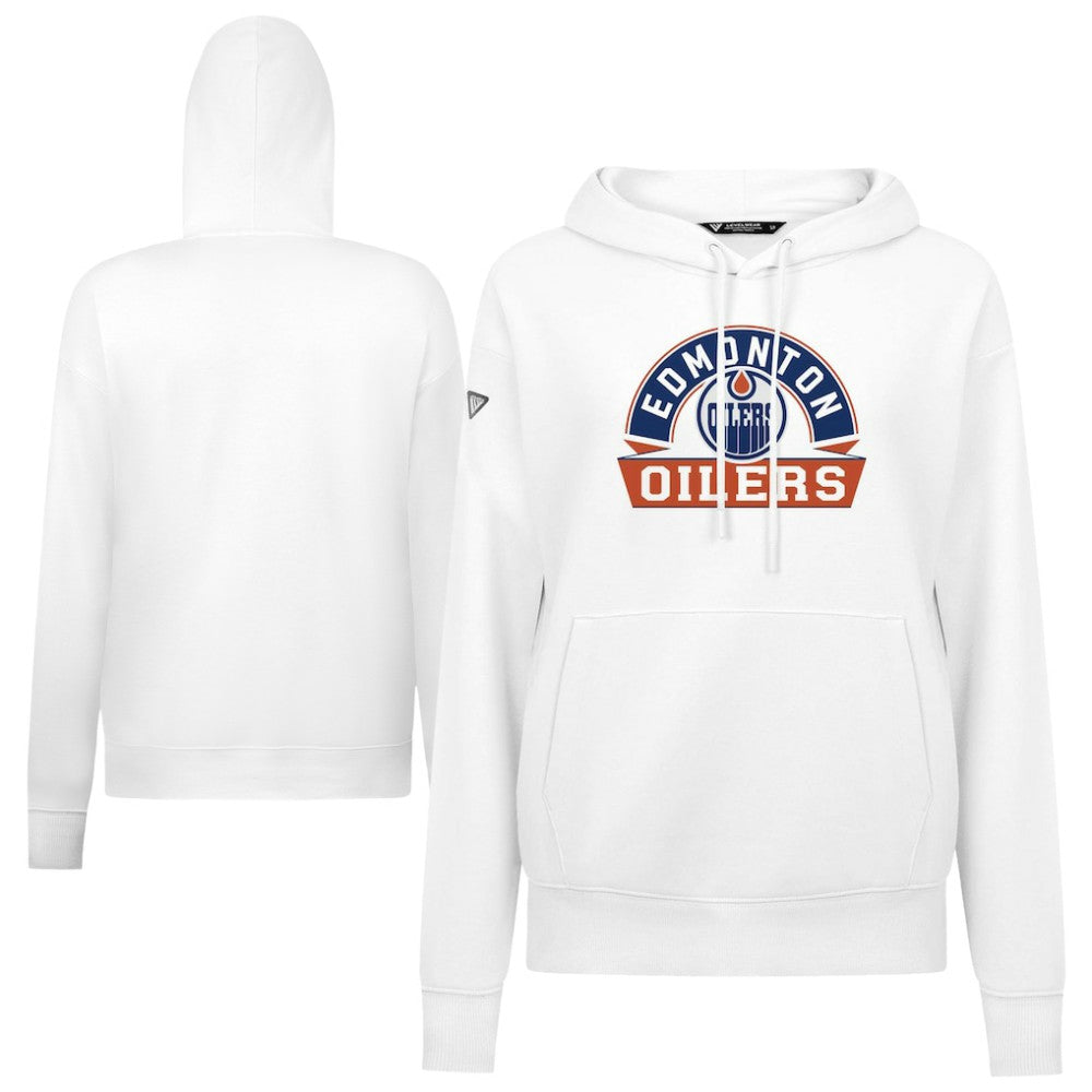 Edmonton Oilers Levelwear Women's Adorn Banner Arch Pullover Hoodie - White - NHL 203146201
