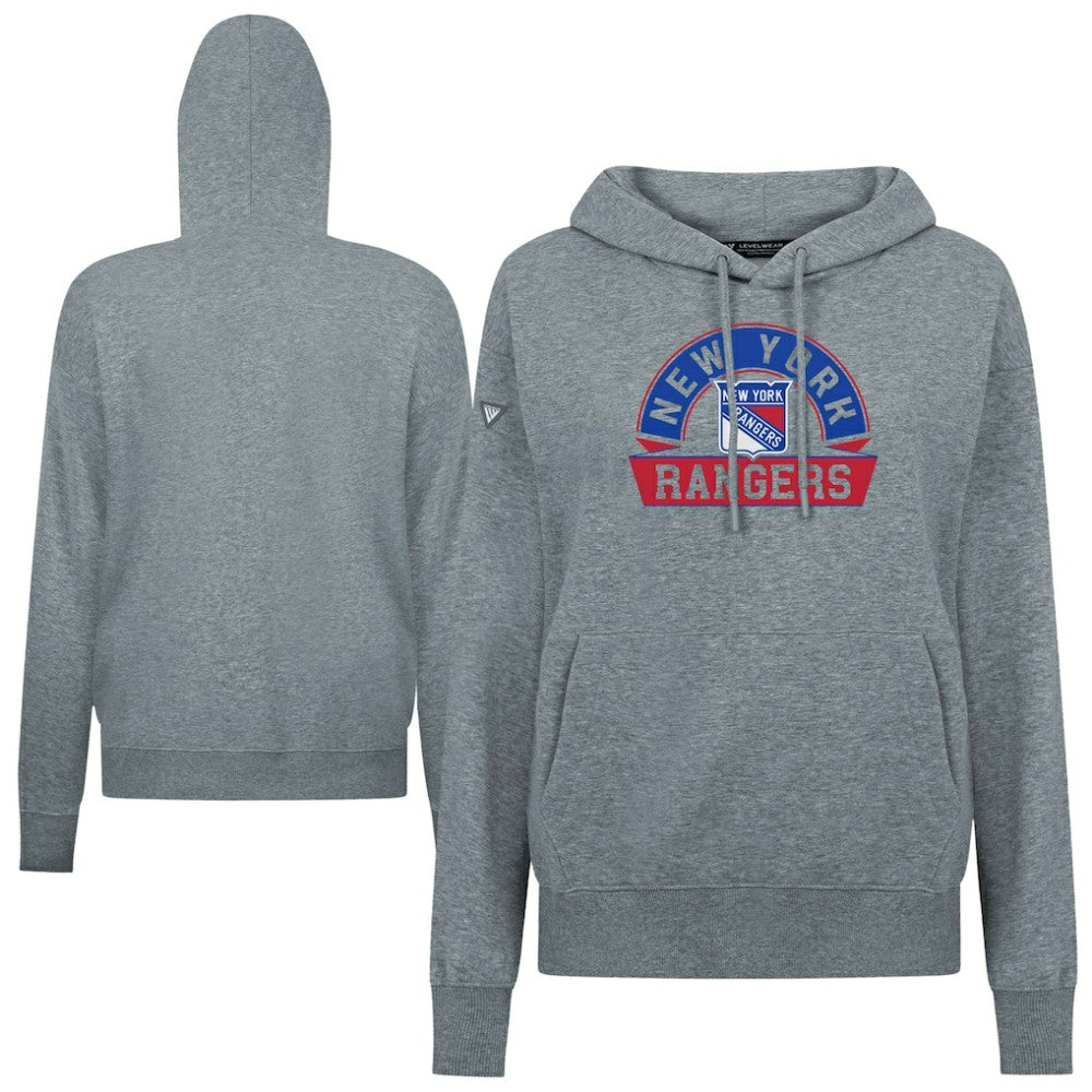 New York Rangers Levelwear Women's Adorn Banner Arch Pullover Hoodie - Gray - NHL 203146214