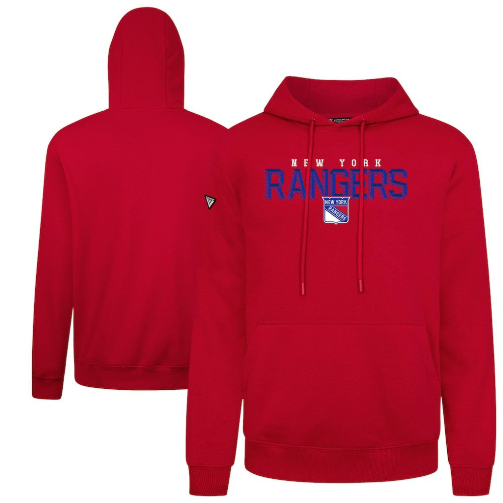 New York Rangers Levelwear Podium Carve Pullover Hoodie - Red - NHL 203146379