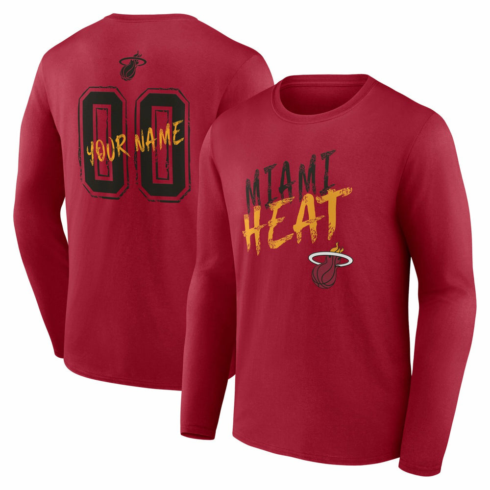 Miami Heat Hustle Custom Long Sleeve T-Shirt Red