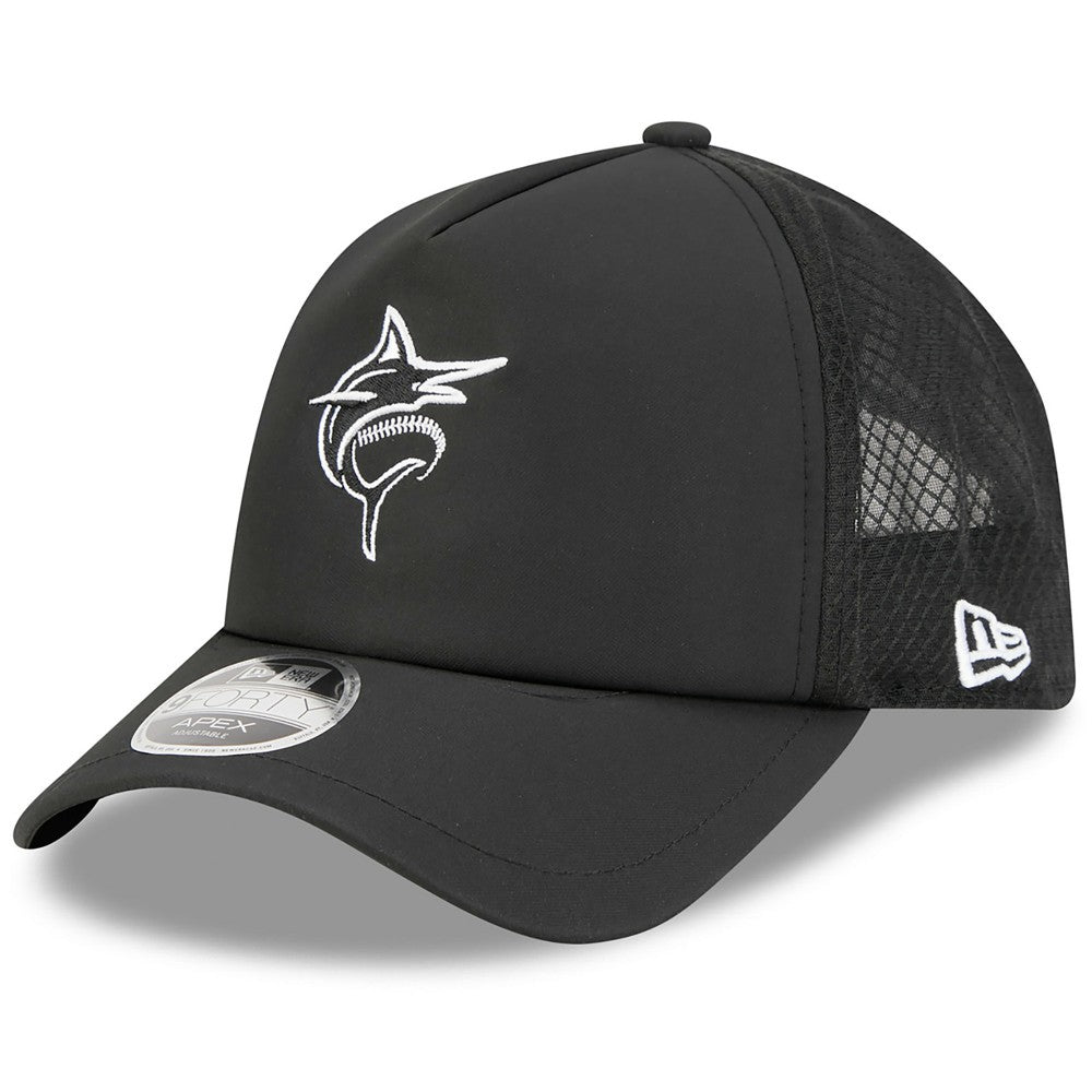 Miami Marlins New Era 2026 Batting Practice Alternate Apex 9FORTY Adjustable Hat - Black - New Era Online